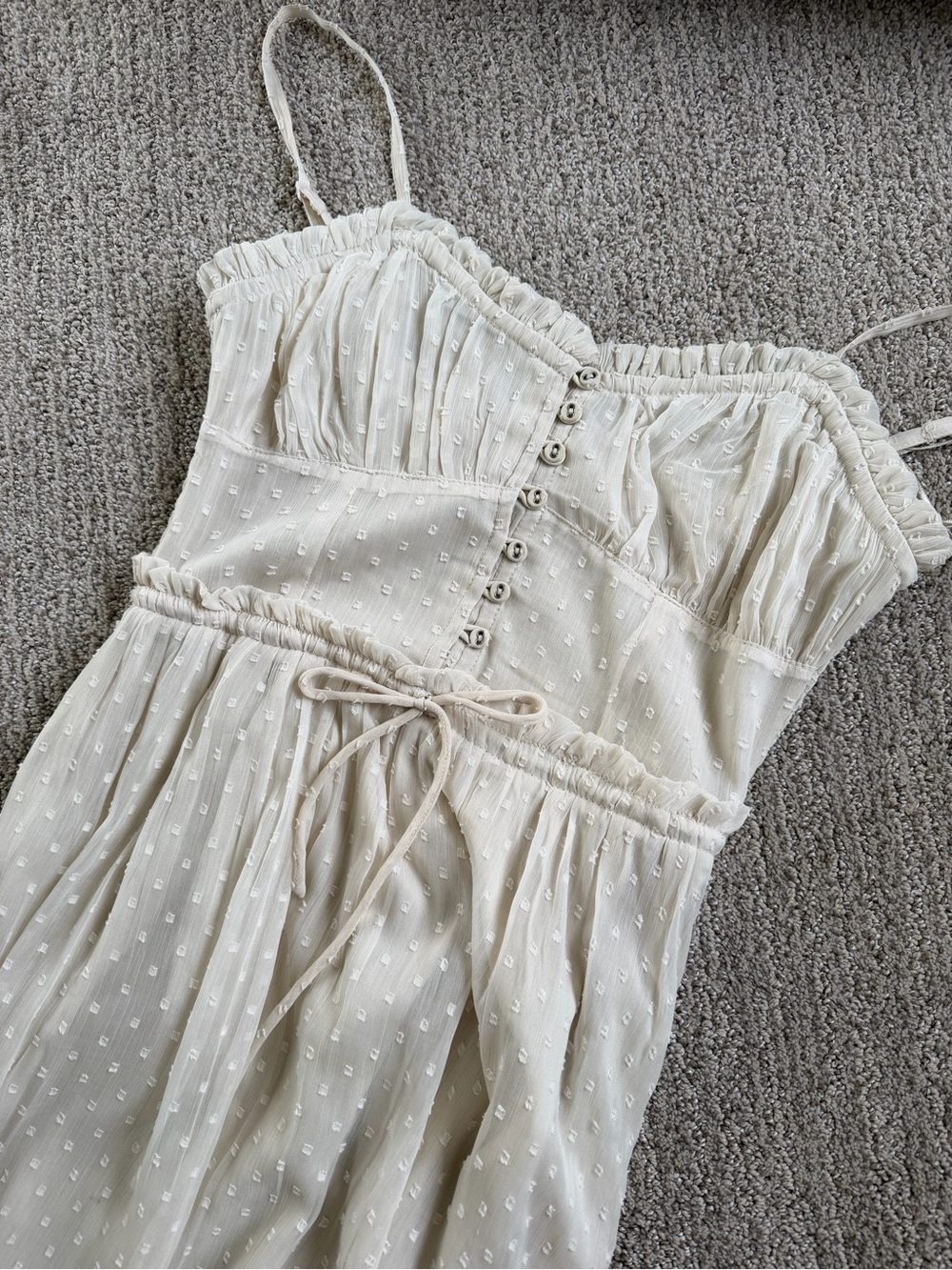 Patrons of Peace Cream Swiss Dot Maxi Dress with Spaghetti Straps - Picture 2 of 4